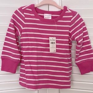 NWT Hanna Andersson pink/white stripe long sleeve shirt 12-18 months